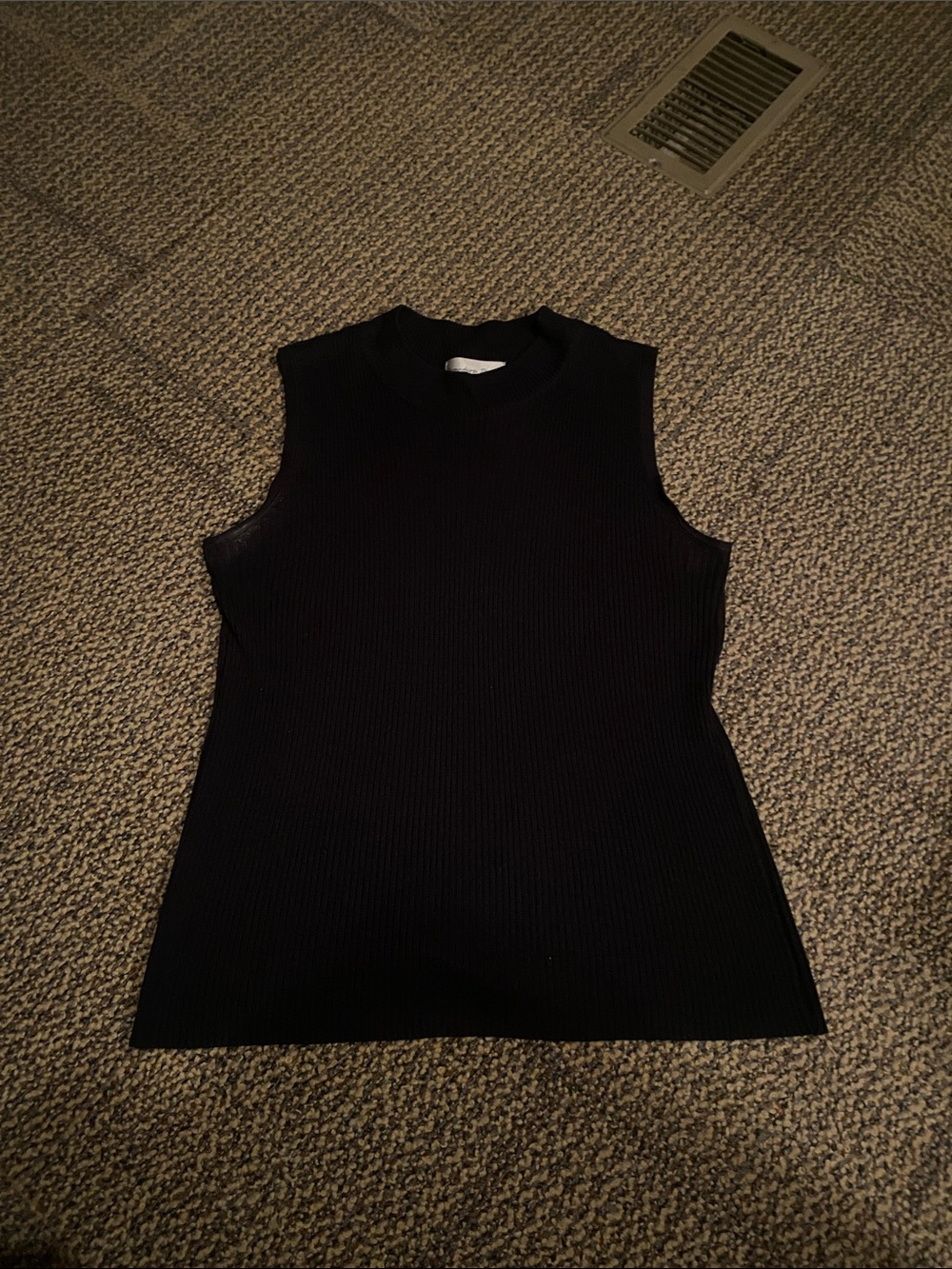 Sleeveless Ribbed Mock-Neck Tank Top - Black